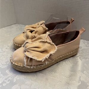 Sam Edelman Size 9M Cabrera Platform Espadrille Flats Pink Bow Comfort Shoe‎